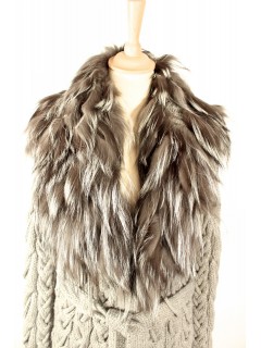 Veste gilet Gucci laine et  fourrure gris taille S