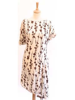 Robe Marni fleurs taille 38 blanche et taupe