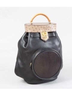 Sac Hermes noir et beige cuir