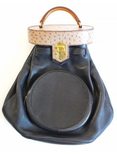 Sac Hermes noir et beige cuir